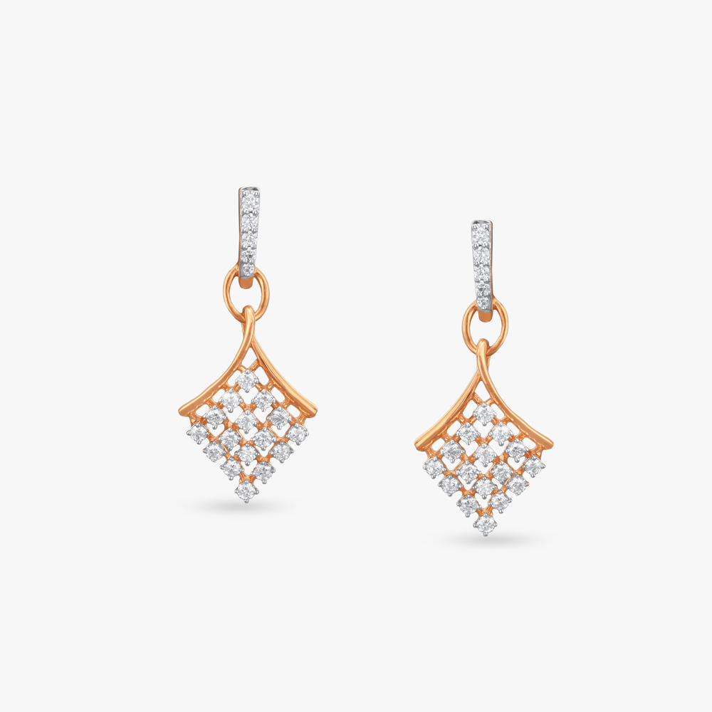 Sparkling Lattice Diamond Drop Earrings,,hi-res image number null