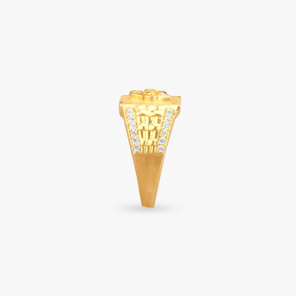 Vel Crest Gold Ring for Men,,hi-res image number null