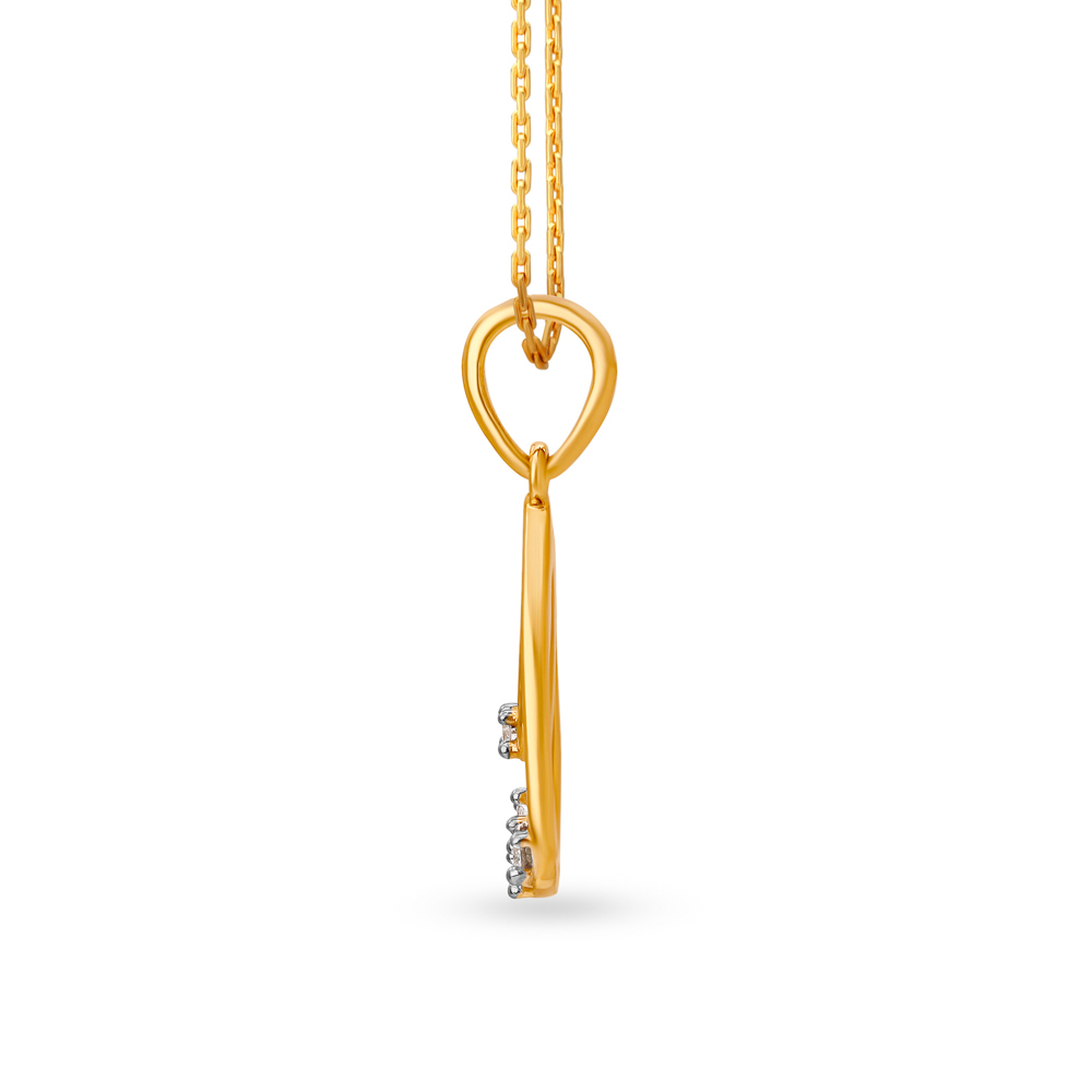 Teardrop Shaped Yellow Gold and Diamond Pendant,,hi-res image number null
