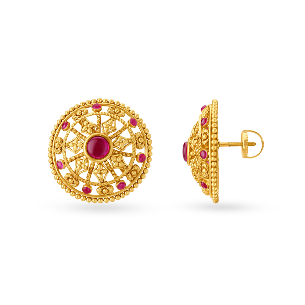 Glamorous Gold Pendant and Earrings Set,,hi-res image number null