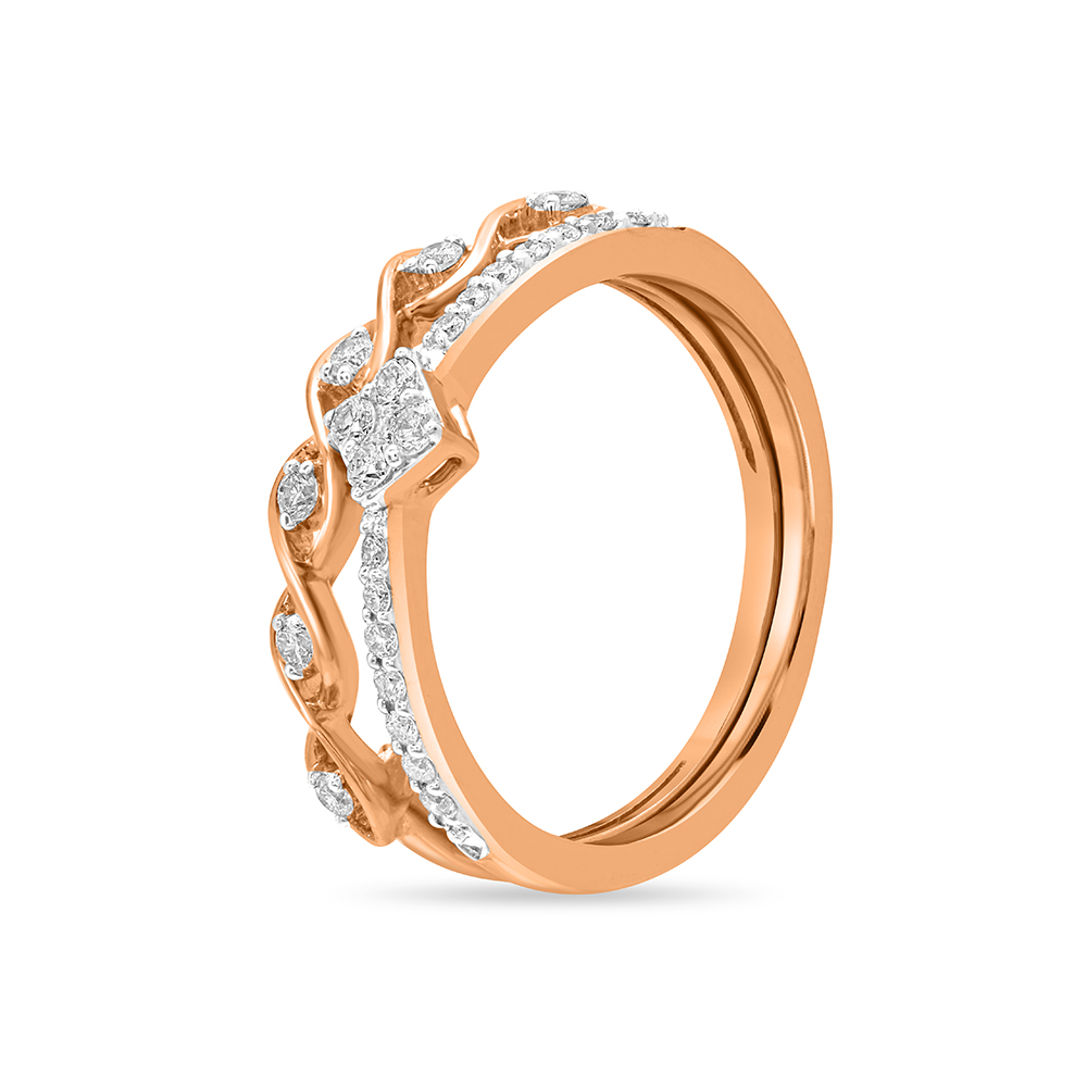 Dual Line Band Style Diamond Finger Ring