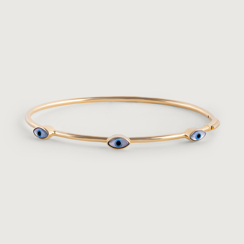 Cosmic Elegance Evil Eye Gold Bangle,,hi-res image number null