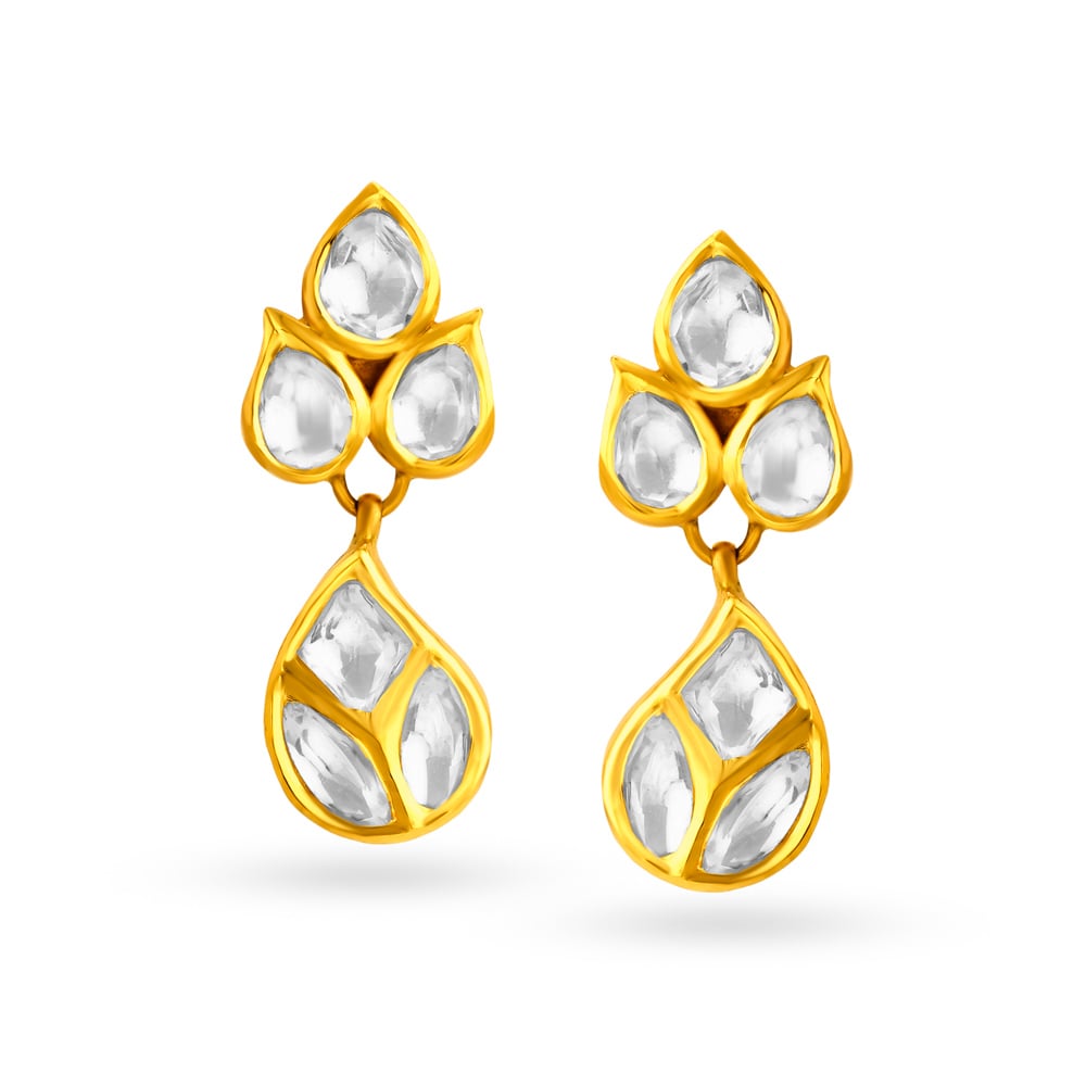 Charismatic Gold and Kundan Glass Drop Earrings,,hi-res image number null