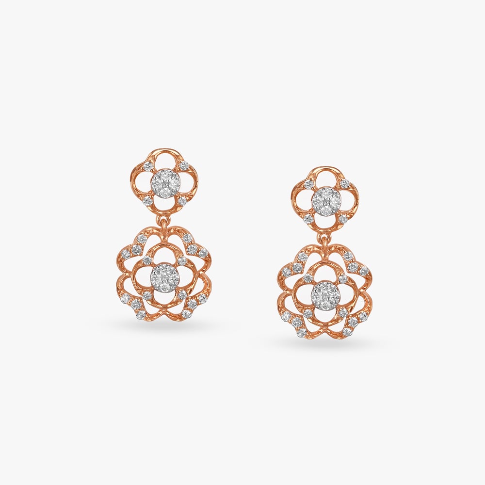 Floral Fantasy Diamond Drop Earrings,,hi-res image number null