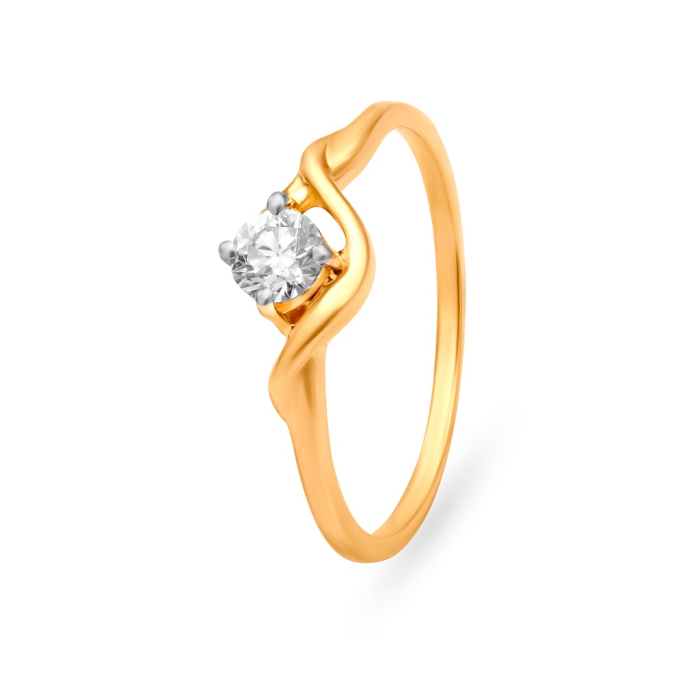 Timeless 18 Karat Yellow Gold And Diamond Wavy Finger Ring,,hi-res image number null