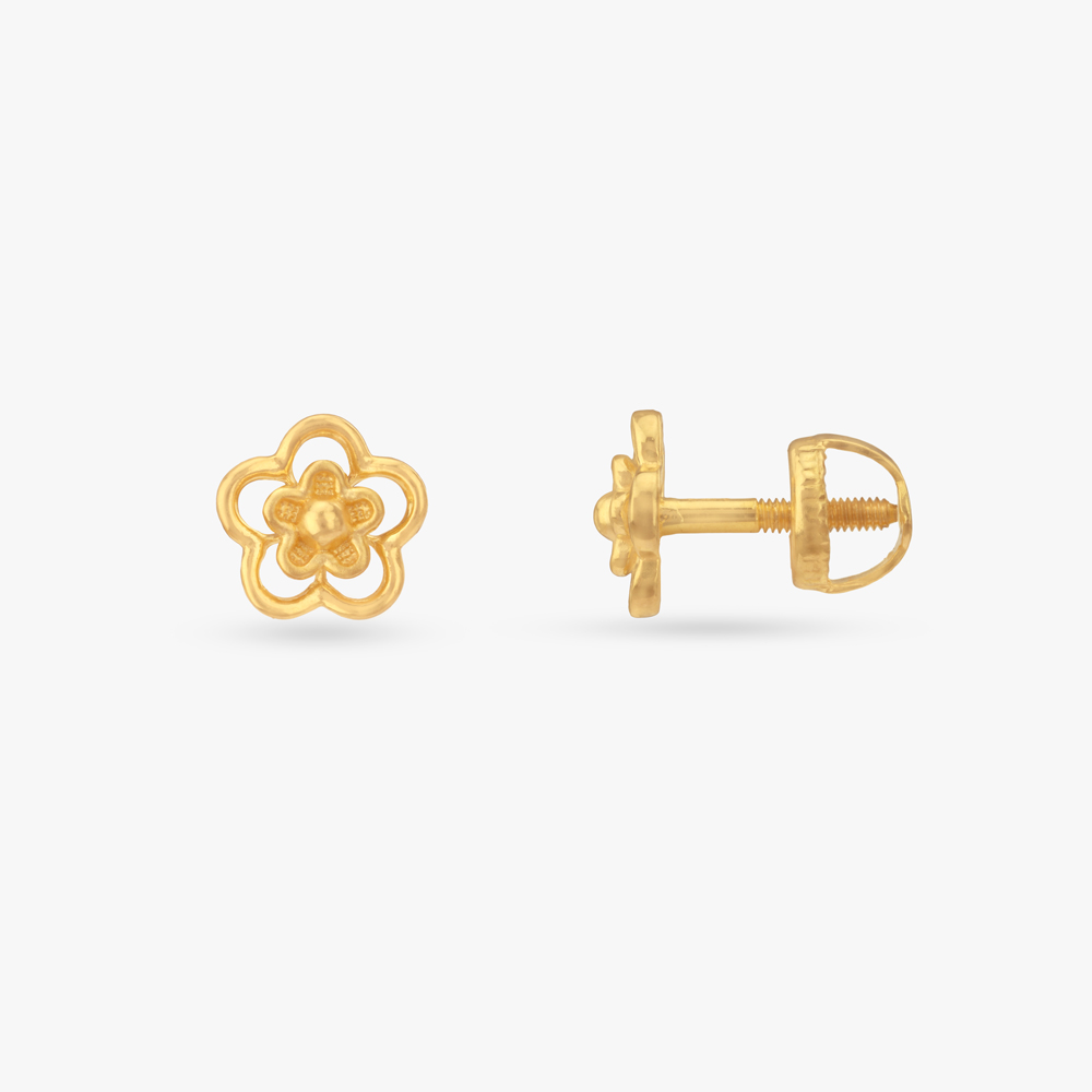 Mini Floral Gold Stud Earrings for Kids,,hi-res image number null