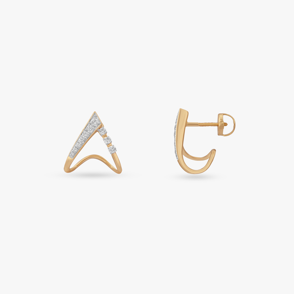 Angular Curve Diamond Hoop Earrings,,hi-res image number null