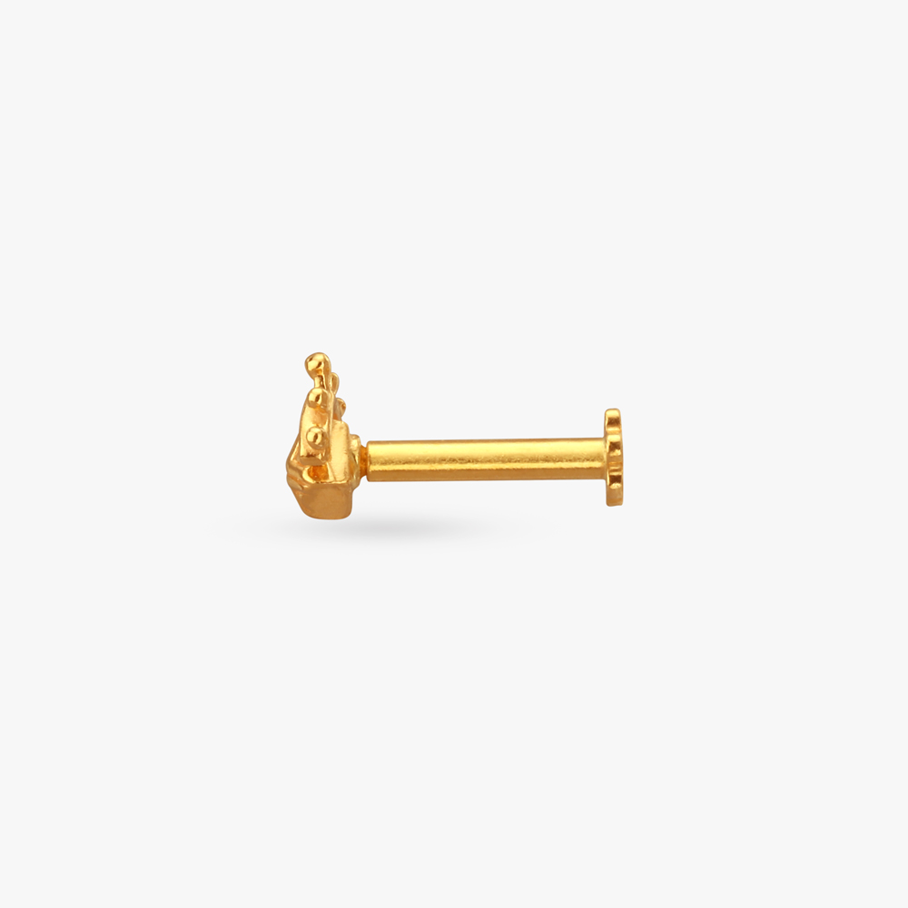 Sculpted Elegance Gold Nose Pin,,hi-res image number null