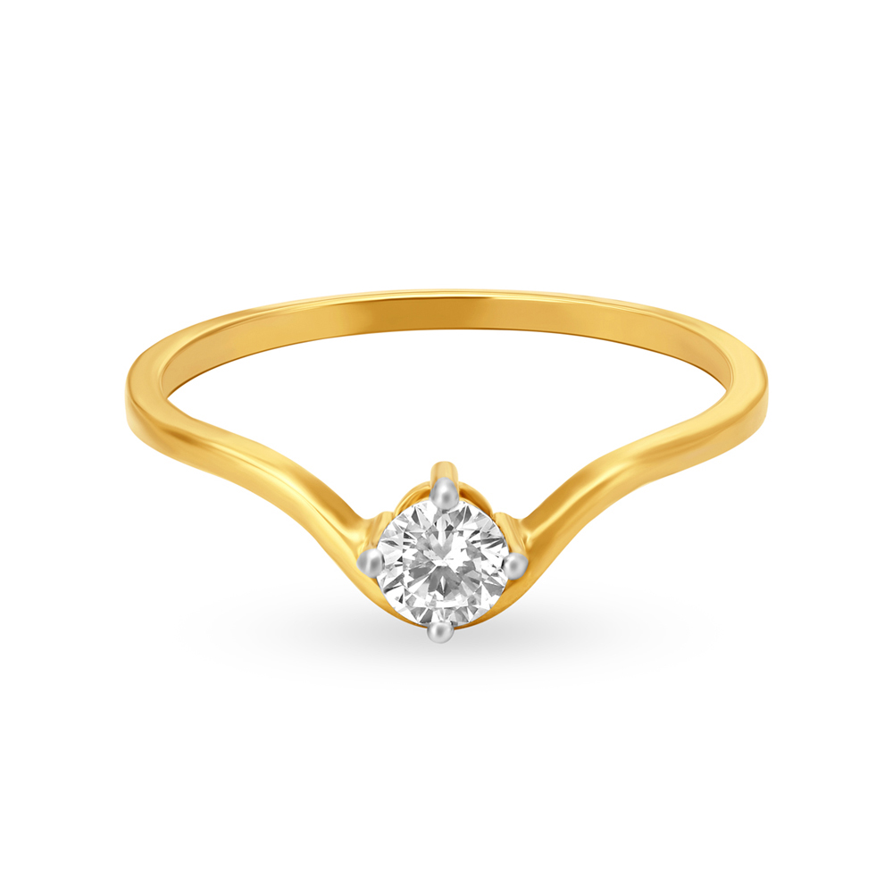 Sparkling 18 Karat Yellow Gold Solitaire Finger Ring,,hi-res image number null