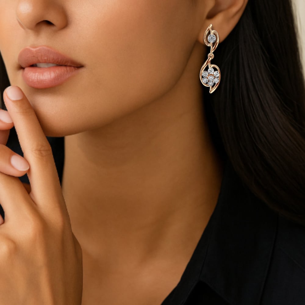 Curve Whisper Diamond Drop Earrings,,hi-res image number null