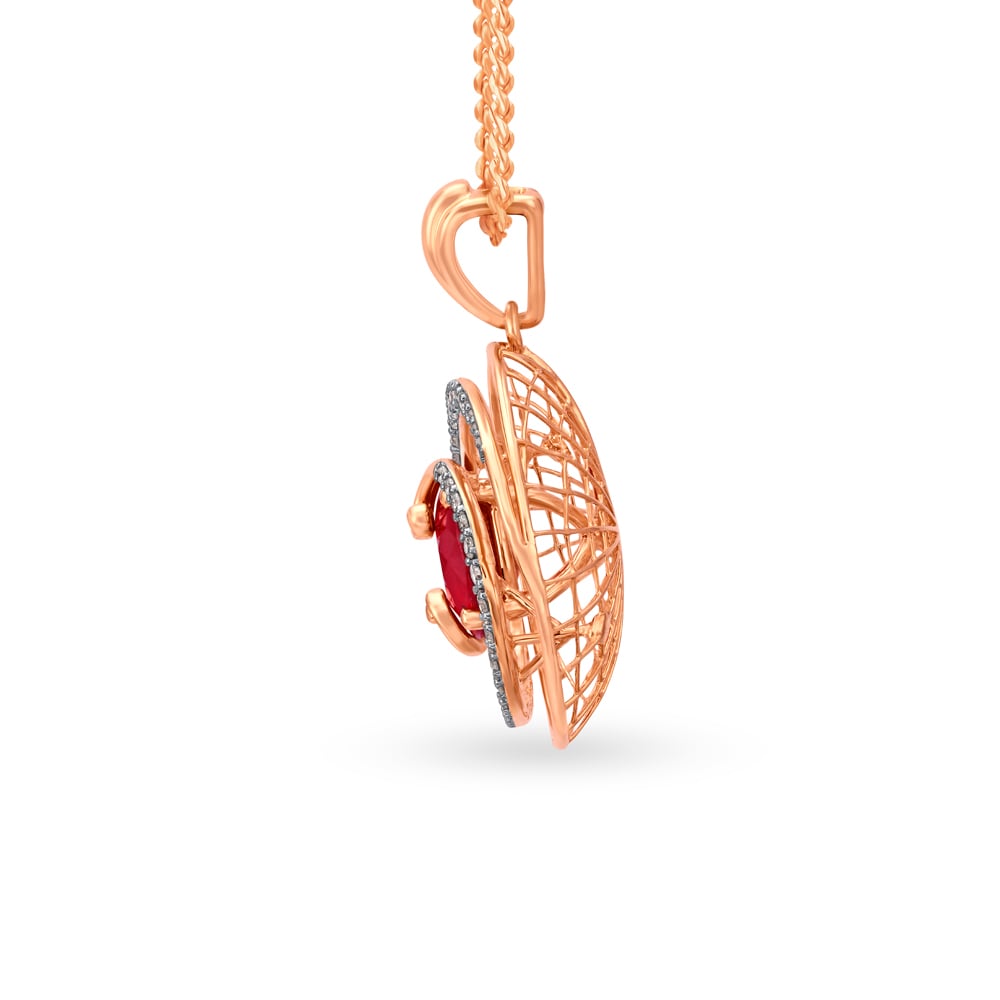 Swirling Circles Rose Gold and Diamond Pendant and Earrings Set,,hi-res image number null