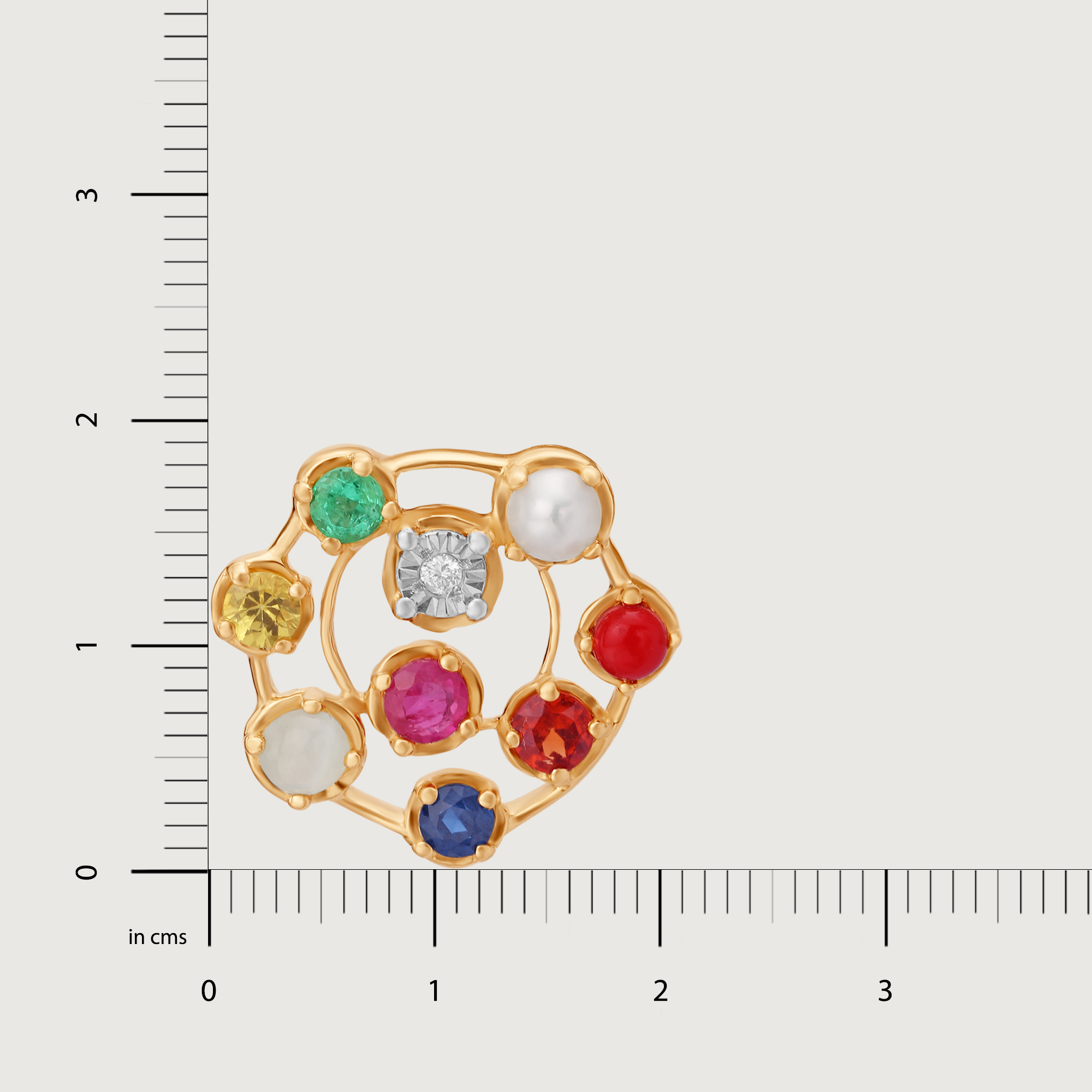 Gemstone Galaxy 14KT Modern Navratna Pendant,,hi-res image number null