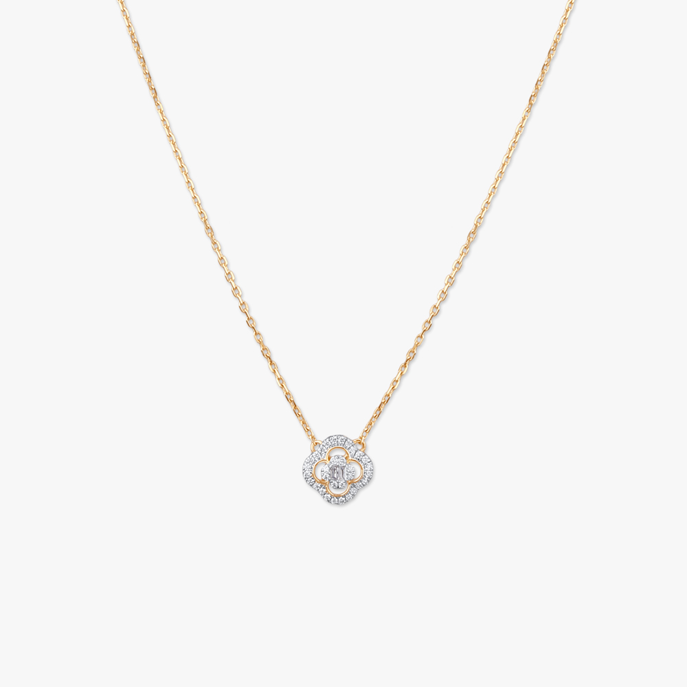 Floral Glint Diamond Pendant with Chain,,hi-res image number null