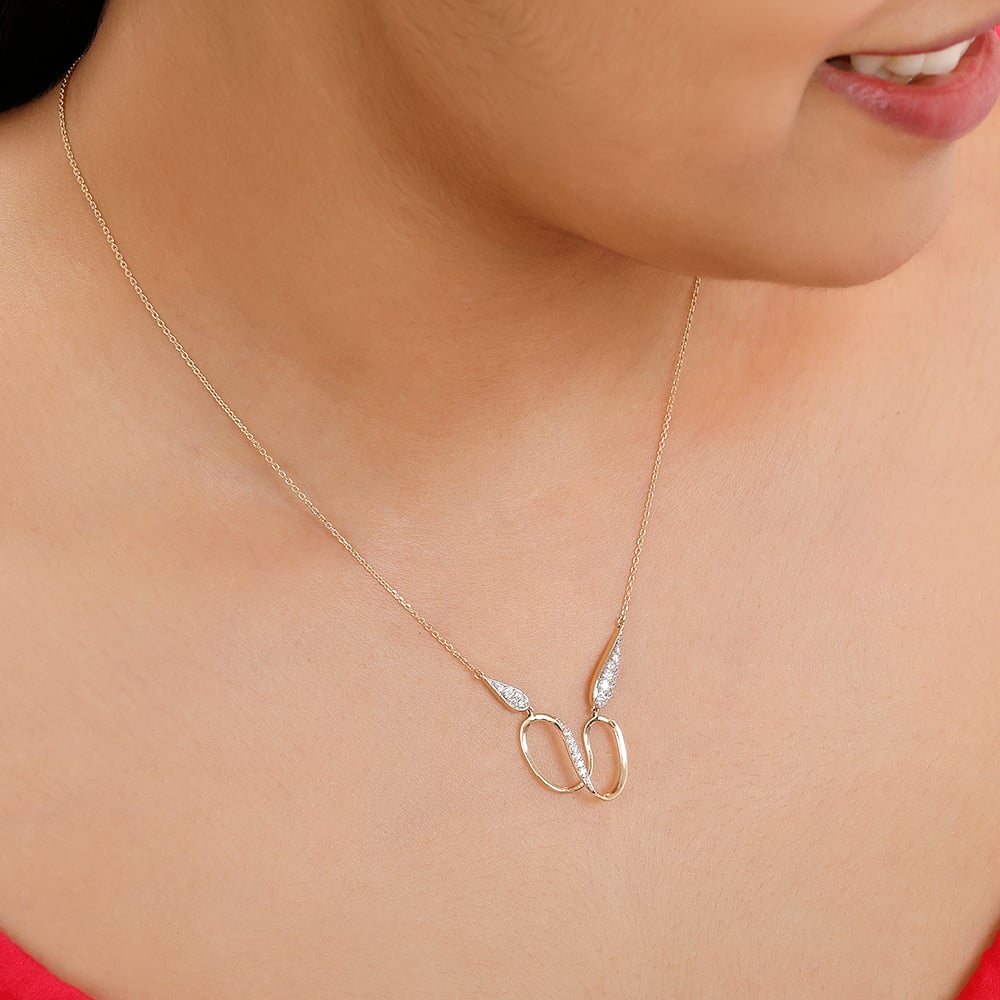 14KT Yellow Gold Minimal Wavy Pendant with Chain,,hi-res image number null