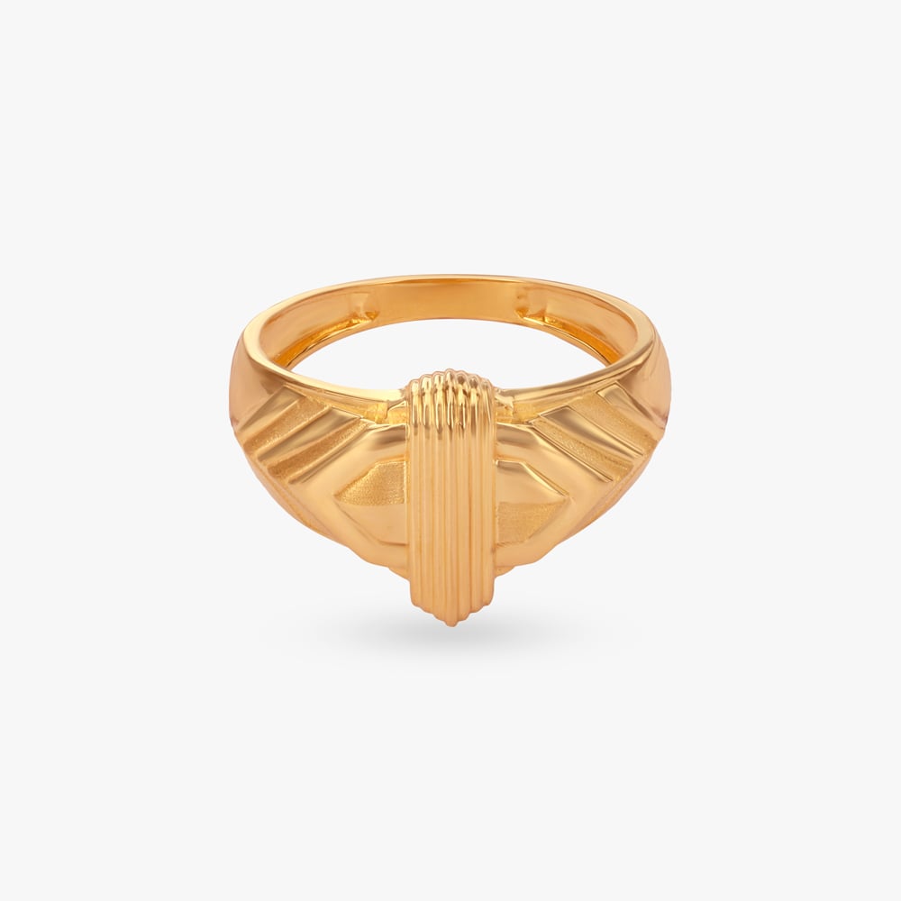 Regal Chevron Gold Ring For Men,,hi-res image number null