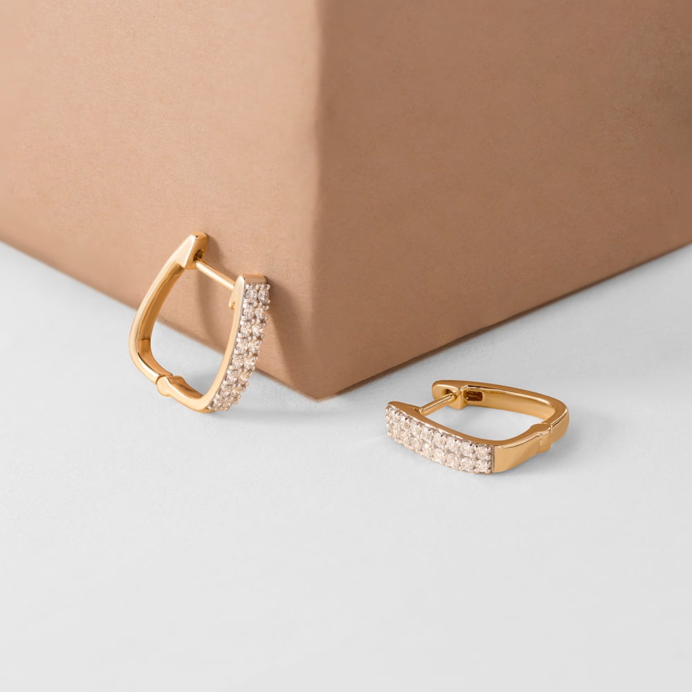 Classic Luxe Gold & Diamond Hoop Earrings,,hi-res image number null