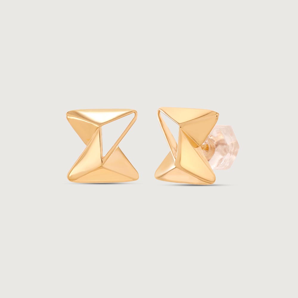Edgy Prism Gold Stud Earrings,,hi-res image number null