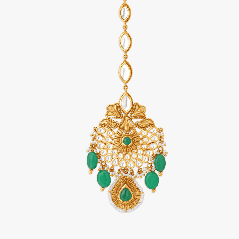 Magnificient glass kundan Maang Tikka,,hi-res image number null