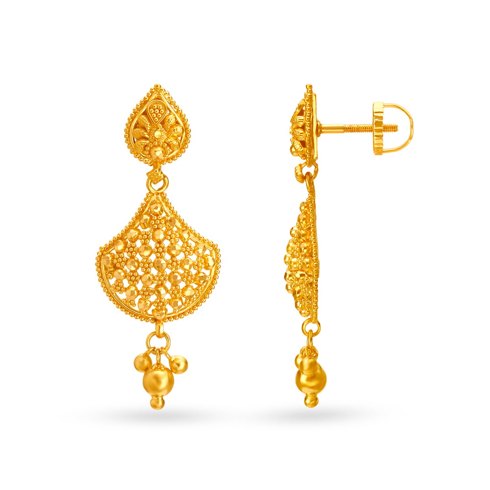 Bedazzling Rawa Work Gold Drop Earrings,,hi-res image number null