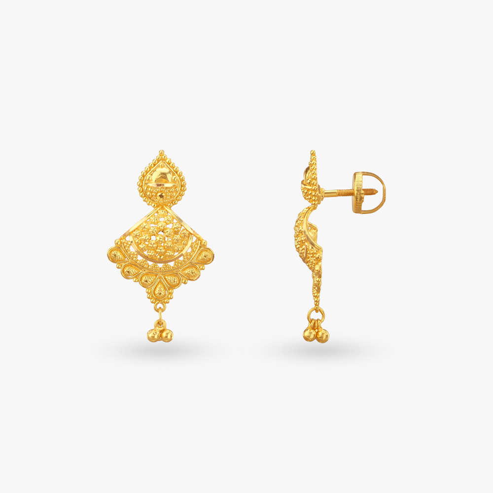 Regal Filigree Gold Drop Earrings,,hi-res image number null