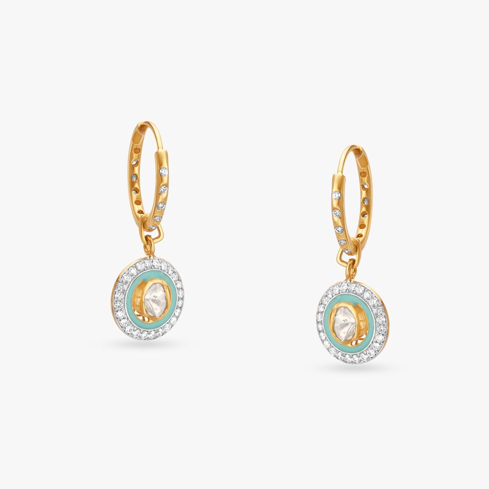 Elegant Polki Diamond Hoop Earrings,,hi-res image number null