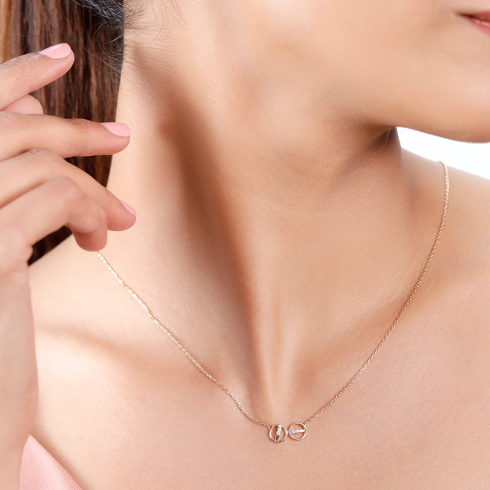 14KT Yellow Gold Delicate Radians Diamond Pendant with Chain,,hi-res image number null