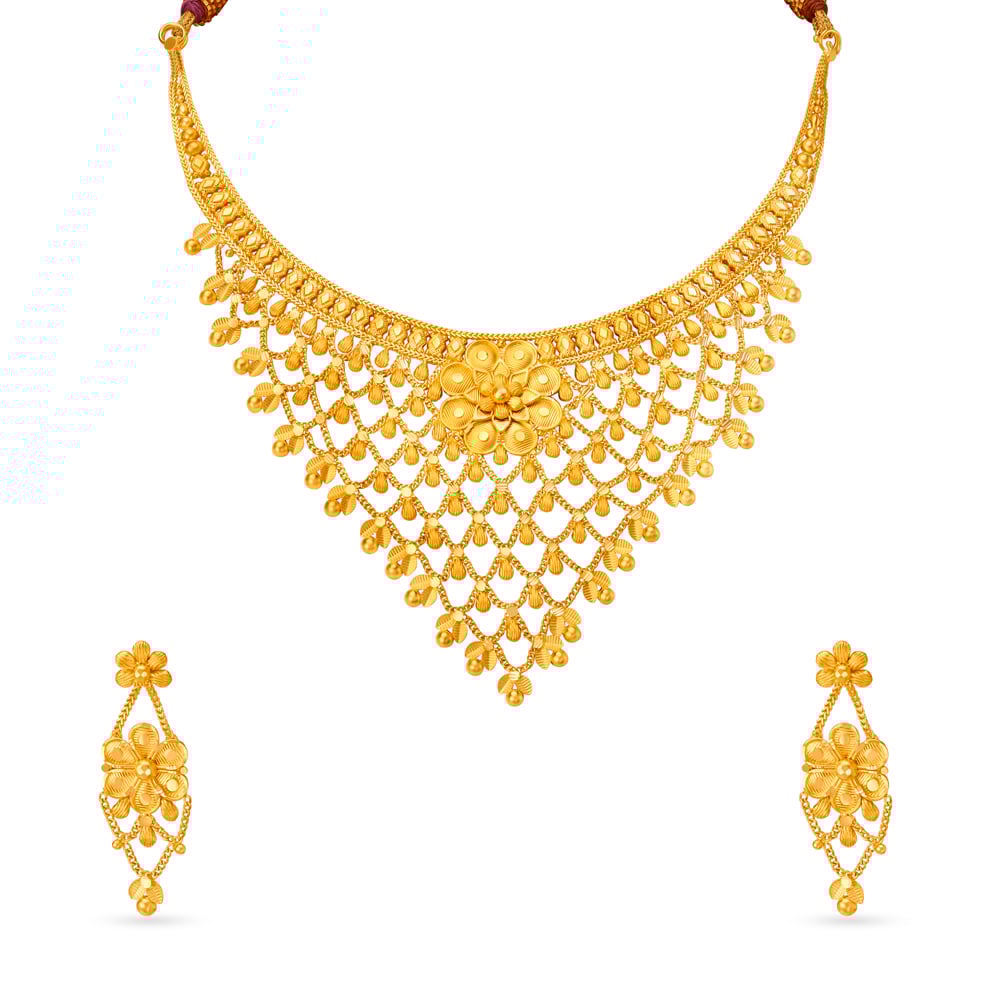 Mesmerising Floral Gold Necklace Set