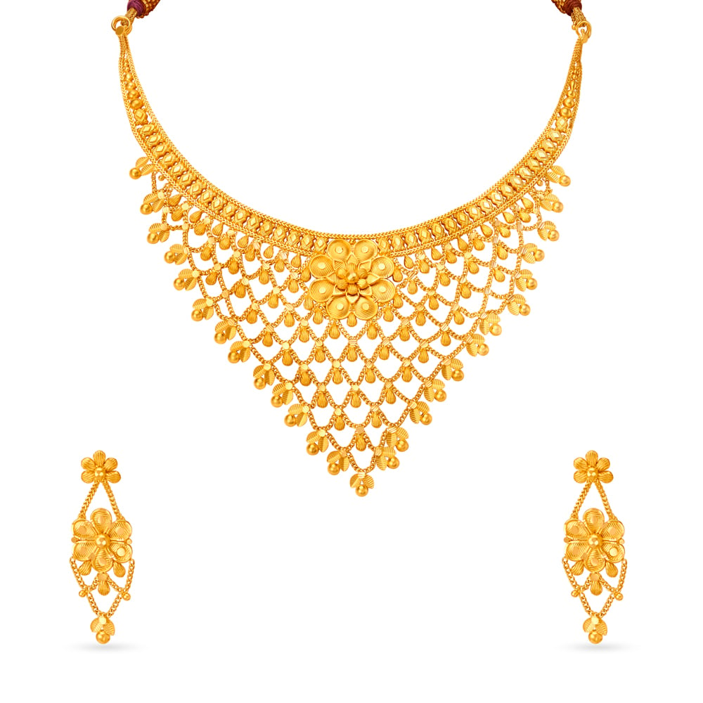 Mesmerising Floral Gold Necklace Set