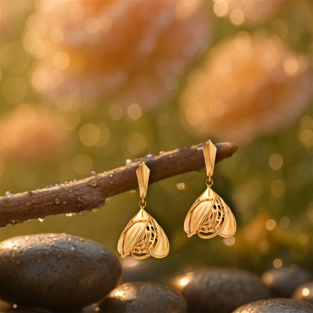 Floral Fusion Gold Hoop Earrings,,hi-res image number null