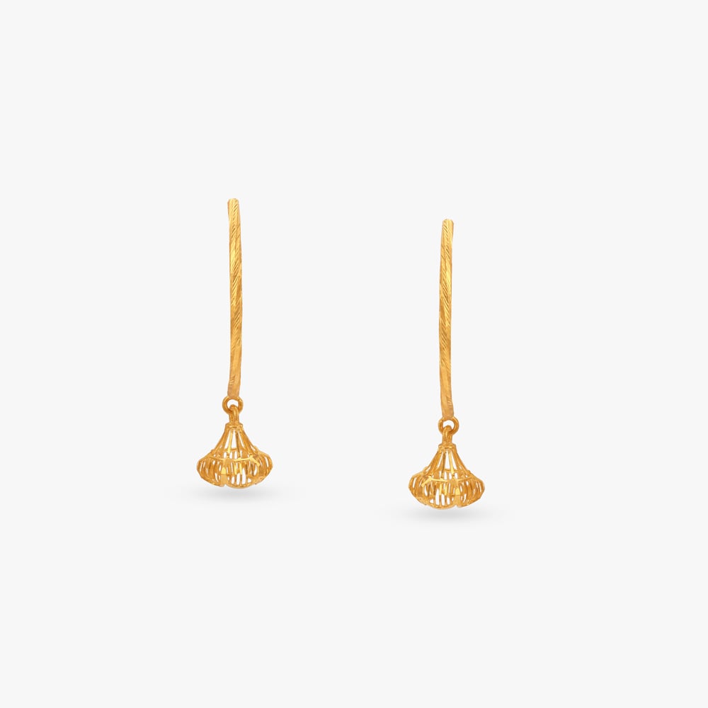 Whimsical Bell Gold Hoop Earrings,,hi-res image number null