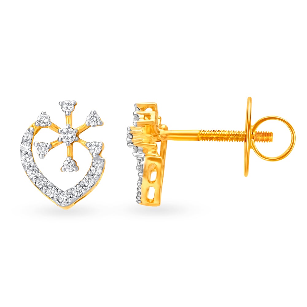 Twinkle Crest Diamond Stud Earrings,,hi-res image number null