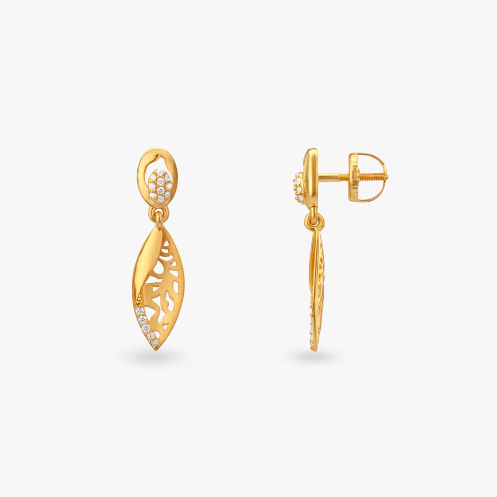 Sparkling Veined Gold Drop Earrings,,hi-res image number null