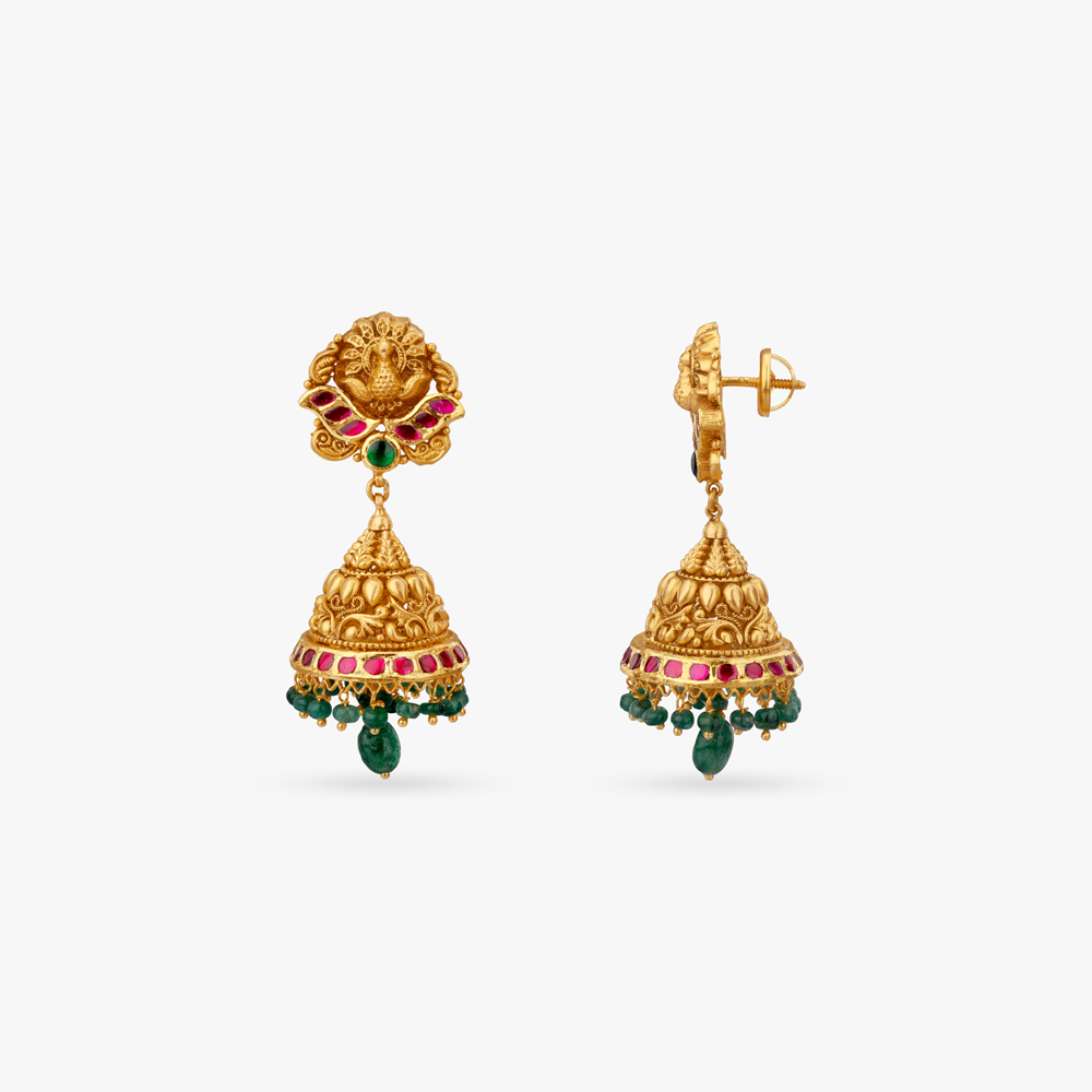 Antique Peacock Jhumka Earrings,,hi-res image number null