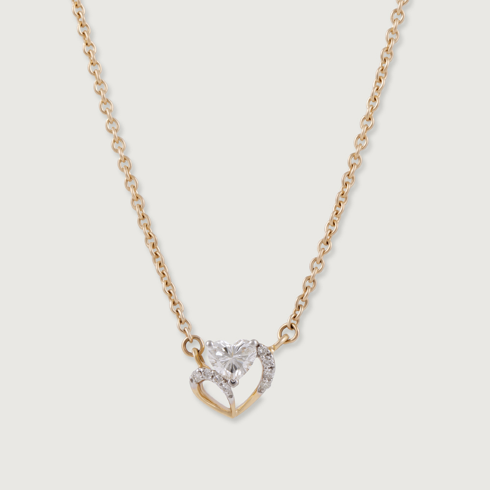 Heartfelt Radiance 14 kt Gold & Diamond Pendant with Chain,,hi-res image number null