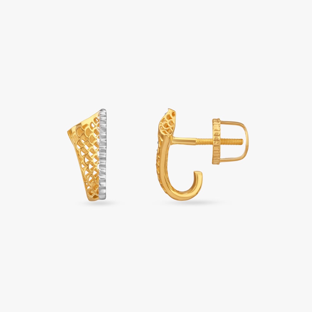 Lattice Curve Gold Hoop Earrings,,hi-res image number null