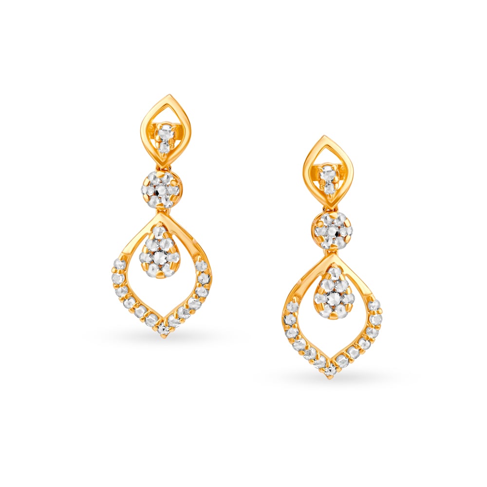 

Elegant Drop Earrings with Un-cut Diamonds