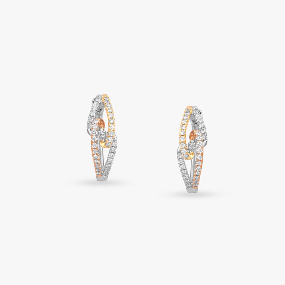 Radiant Knot Diamond Hoop Earrings,,hi-res image number null
