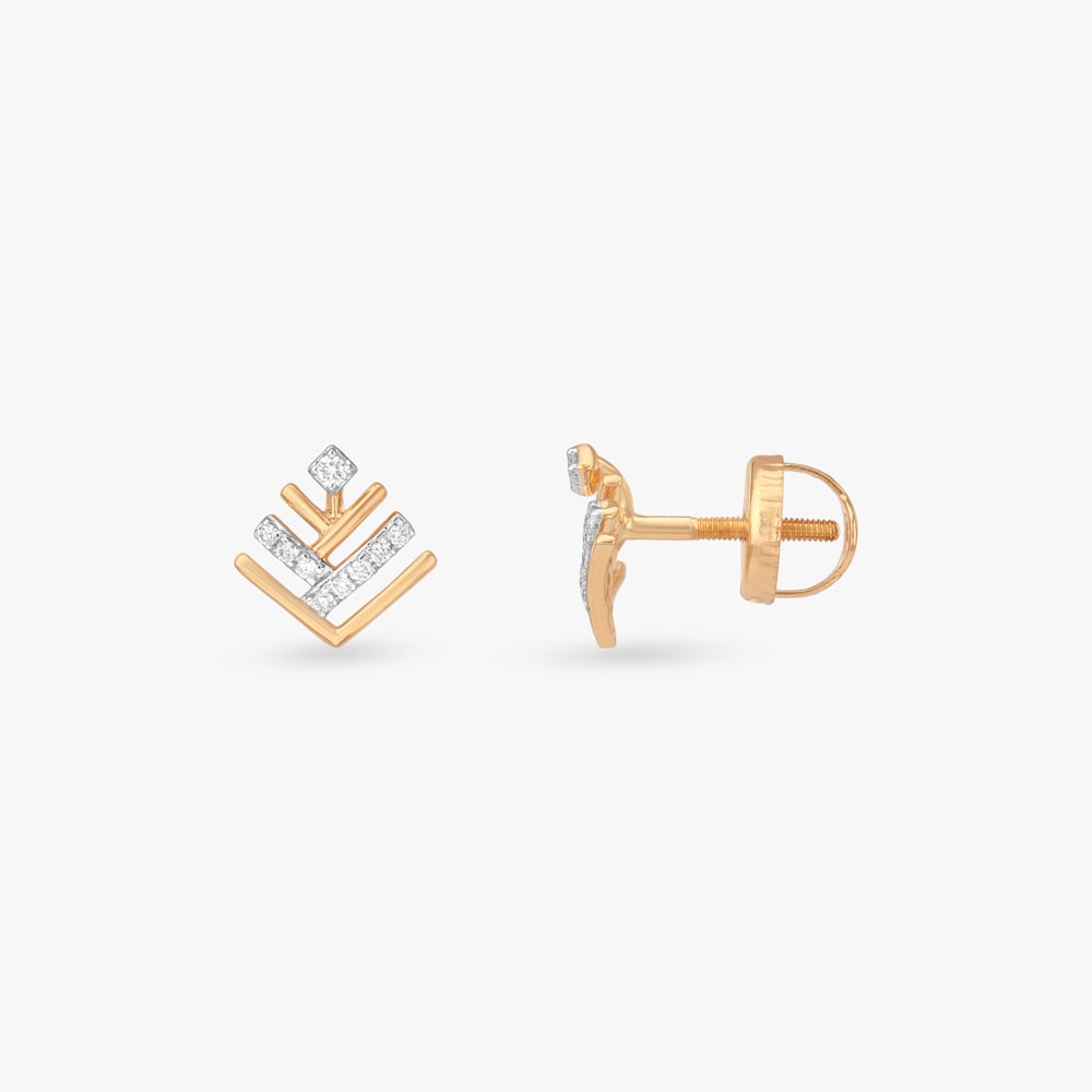 Arrow Stack Diamond Stud Earrings,,hi-res image number null