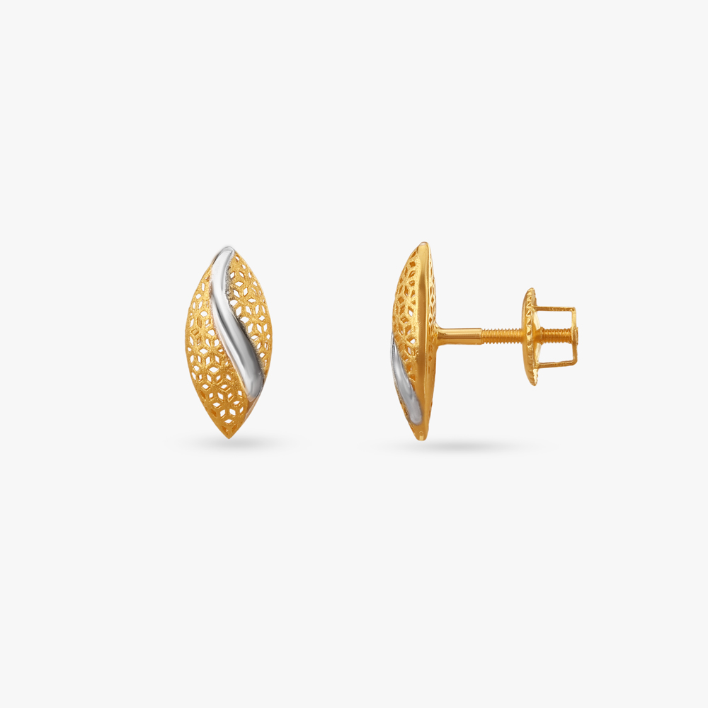 Floral Cutwork Gold Stud Earrings,,hi-res image number null