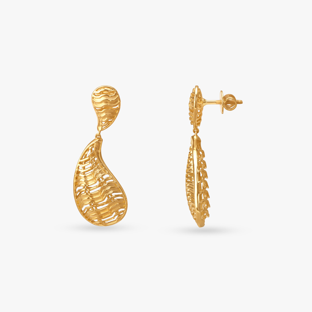 Ripple Flow Gold Drop Earrings,,hi-res image number null