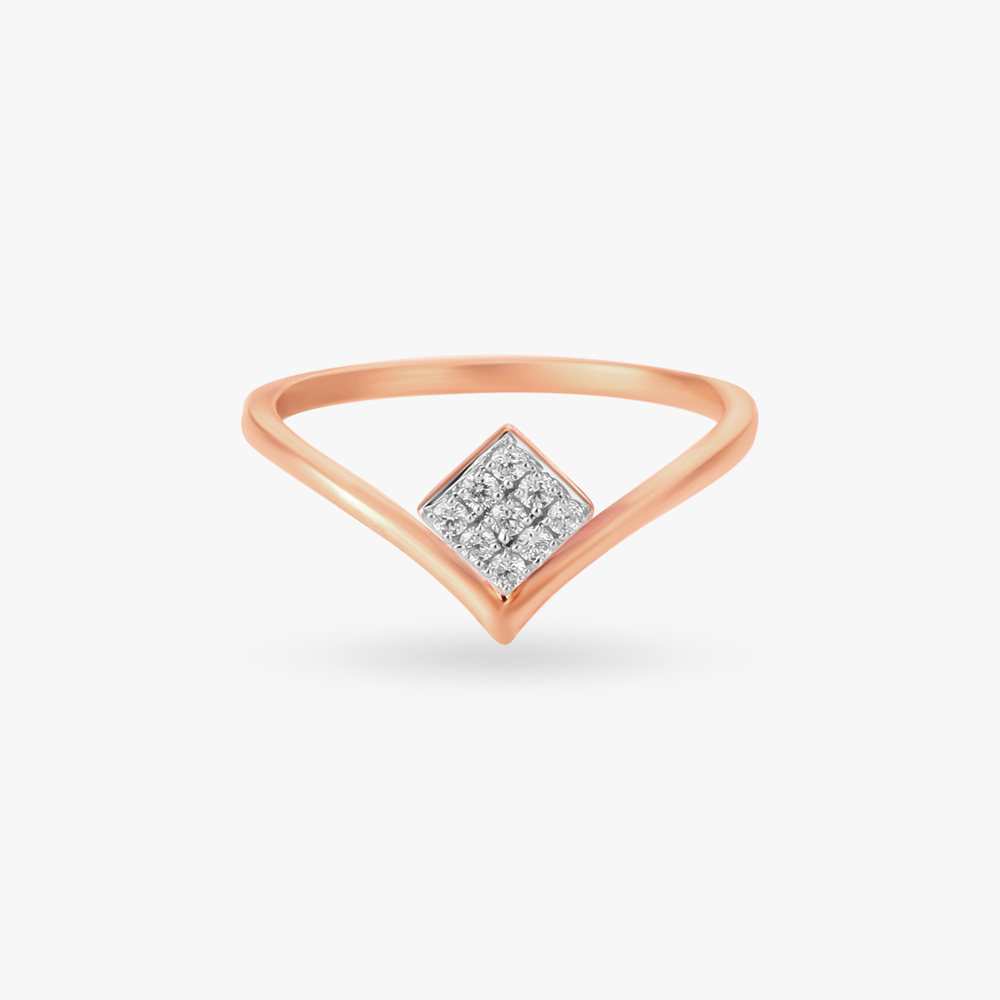 Modernist Square Diamond Finger Ring,,hi-res image number null