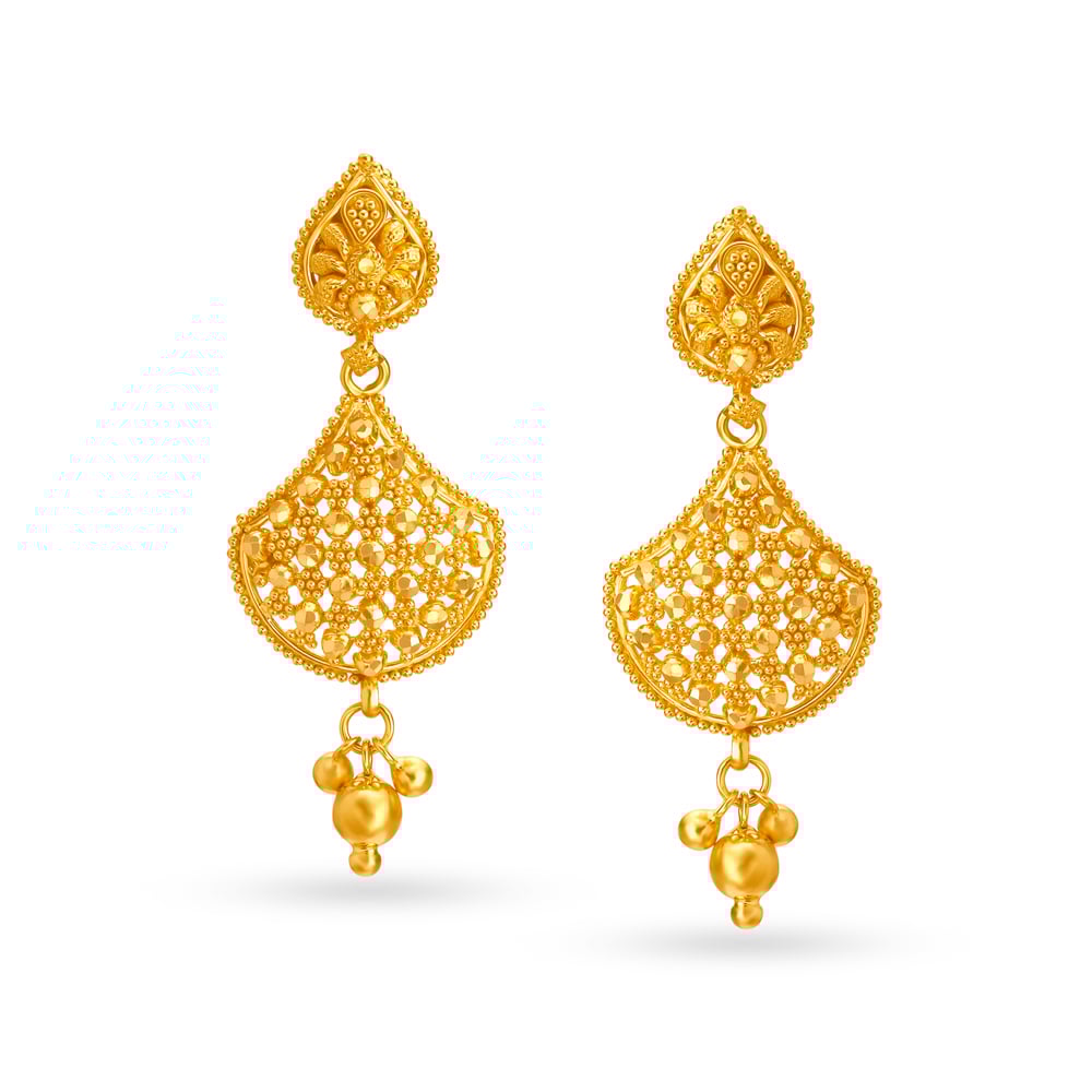 

Bedazzling Rawa Work Gold Drop Earrings
