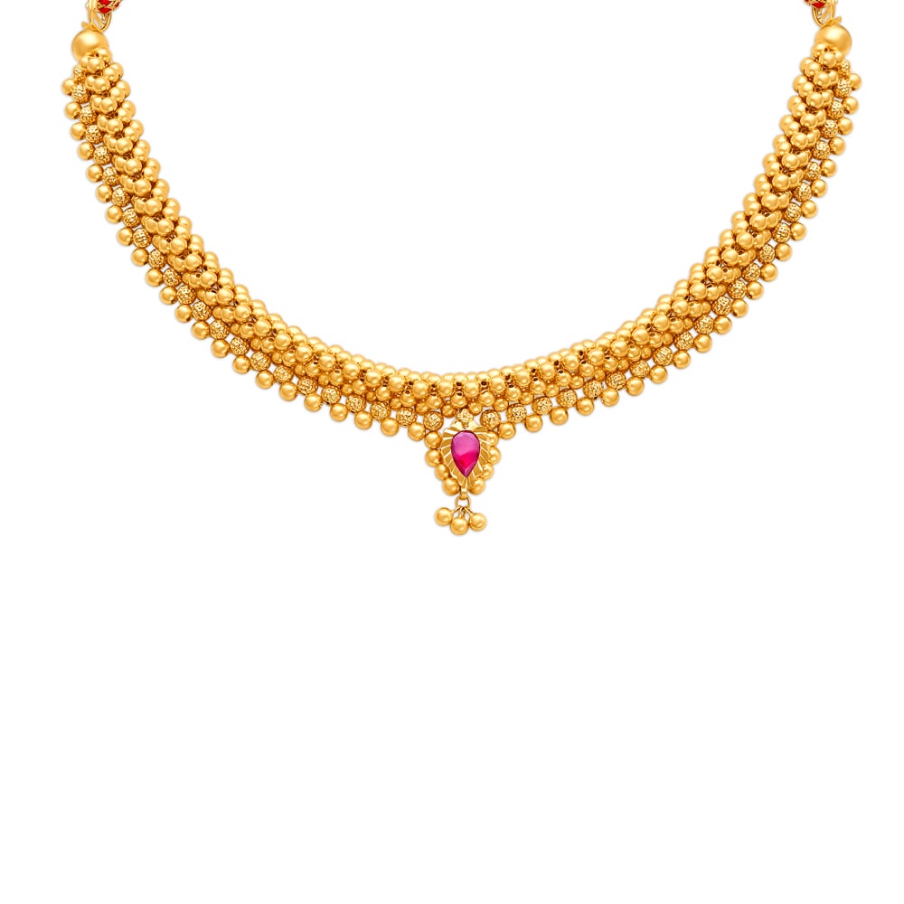 Ethereal Gold Marathi Thushi Necklace Set,,hi-res image number null