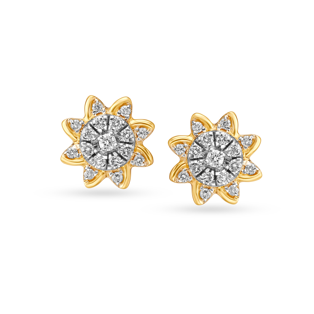 Starry Floral Diamond Stud Earrings