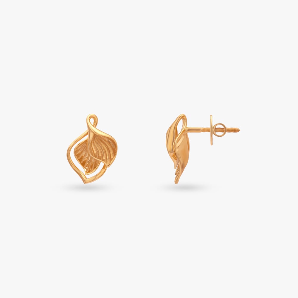 Sculpted Leaf Gold Pendant and Earrings Set,,hi-res image number null