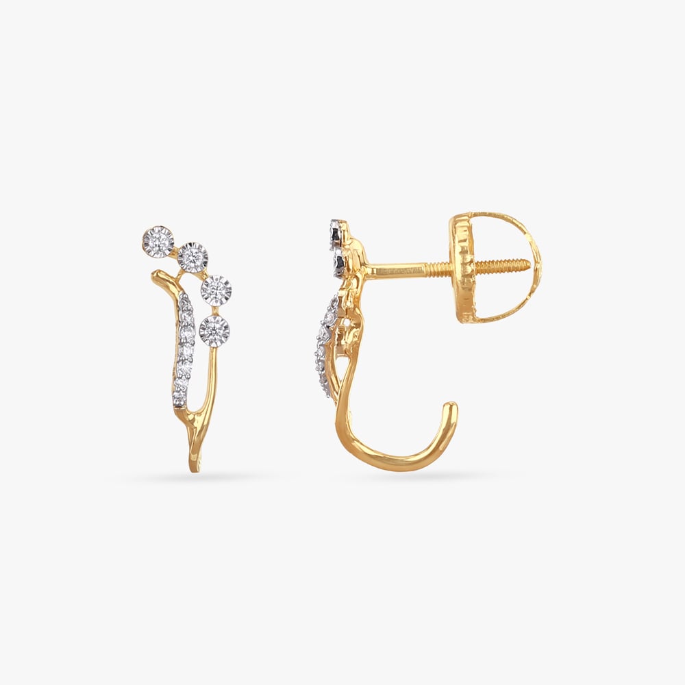 Floral Vine Diamond Hoop Earrings,,hi-res image number null