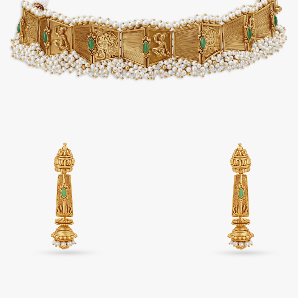 Textured Darasuram Necklace Set,,hi-res image number null