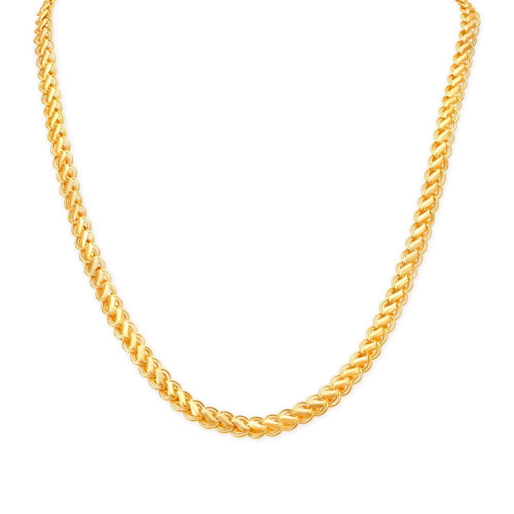 Palatial 22 Karat Yellow Gold Waved Ring Chain