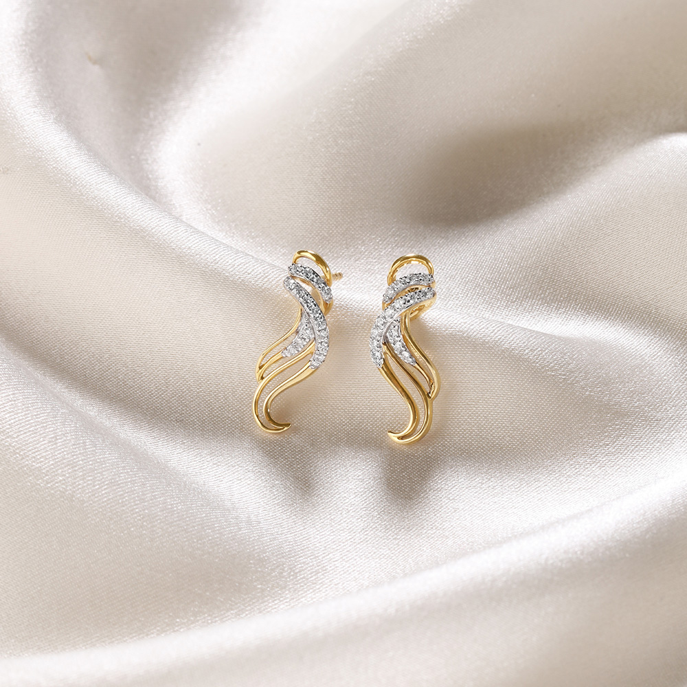 Whispering Gale 14 Kt Gold & Diamond Stud Earrings,,hi-res image number null