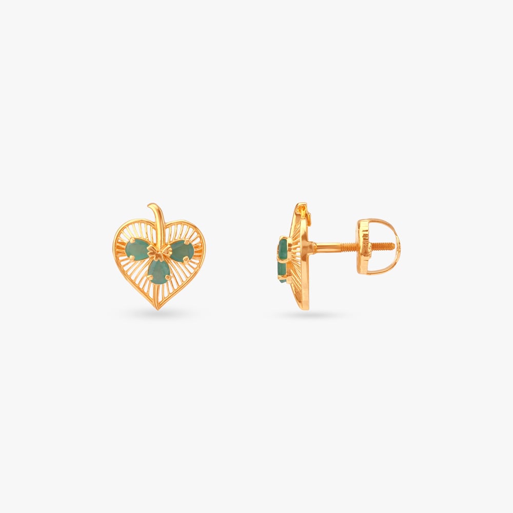 Chic Botanical Emerald Stud Earrings,,hi-res image number null